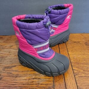 Sorel kids girl insulated snow winter boots US12 pink purple